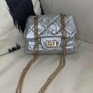 Mini Quilted Silver Leather Chloe K Purse